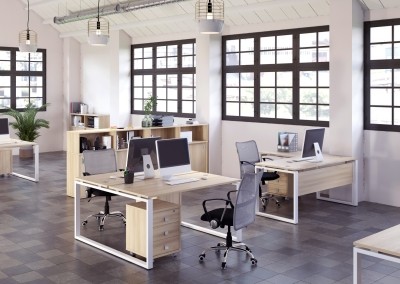 Офисная мебель для персонала Metal system Акация Лорка/Белый металл